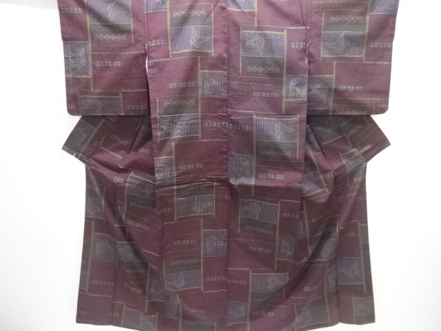 JAPANESE KIMONO / TSUMUGI / WOVEN GEOMETRIC